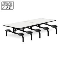 Mesa p/ Refeitório Fixo 10 Lugares MDP BRANCO DE 25 MM 50046 MÓVEIS JINFLEX Fixo