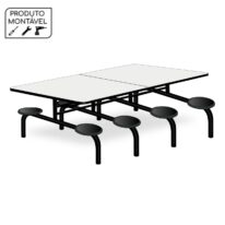 Mesa para Refeitório 8 Lugares MDP Branco de 25 mm FIXO – 50045 MÓVEIS JINFLEX Fixo