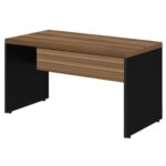 Mesa de Escritório 1,50×0,60m Sem Gavetas NOGAL SEVILHA/PRETO – 21472 MÓVEIS JINFLEX Linha 40 mm 8