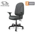 Cadeira Presidente PLUS BACK SYSTEM Baixa Costurada c/ Braços Reguláveis – Corino Preto 32974 MÓVEIS JINFLEX Presidente 11