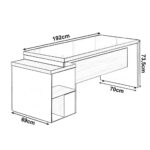 Mesa PEDESTAL RETA C/ VIDRO (03 Gav.) – 1,92X0,70m NOGAL SEVILHA/PRETO – 21399 MÓVEIS JINFLEX Linha 40 mm 8