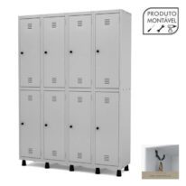 Armário Roupeiro de Aço c/ 08 PORTAS GRANDES – 1,93×1,38×0,40m – CZ/CZ – 10004 MÓVEIS JINFLEX Roupeiro de Aço