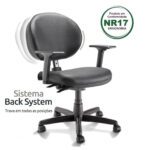 Cadeira Executiva PLUS LISA BACK SYSTEM c/ Braços Reguláveis – COR PRETO 32968 MÓVEIS JINFLEX Executiva 9