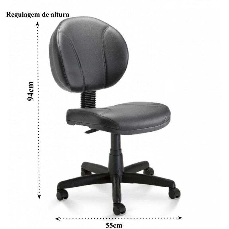 Cadeira Executiva PLUS COSTURADA s/ Braços – CORINO – COR PRETO 32979 MÓVEIS JINFLEX Executiva 4