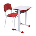 Kit Escolar Individual VERMELHO – (Mesa e Cadeira) – ADULTO – MADEIRA – COR VERMELHO – 40096 MÓVEIS JINFLEX Adulto 6