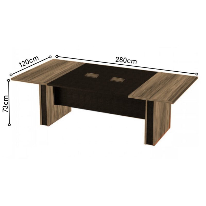 Mesa de Reunião Diretoria – 2,80X1,20m NOGAL SEVILHA/PRETO – 22013 MÓVEIS JINFLEX Mesa de Reunião 5