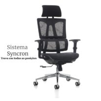 Cadeira Presidente Tela MK – 4011 – COR PRETO 30038 MÓVEIS JINFLEX Cadeira de Tela