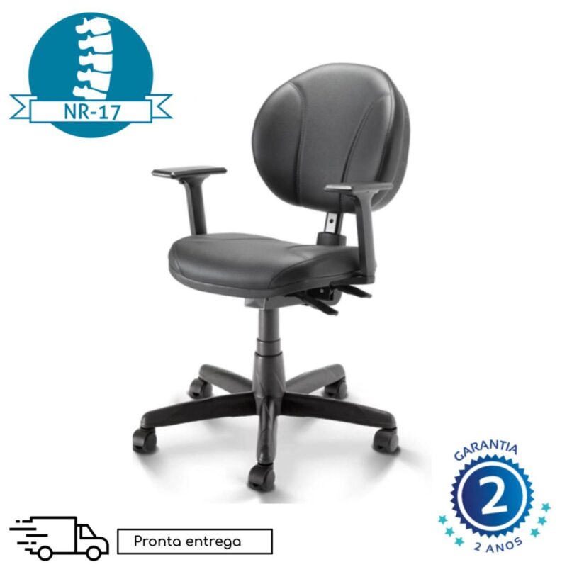 Cadeira Executiva BACK SYSTEM OPERATIVA c/ Braços Reguláveis – CORINO PRETO 32987 MÓVEIS JINFLEX Executiva 6