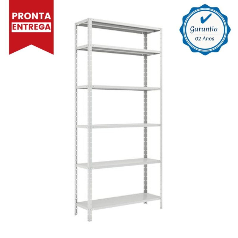 Estante de Aço com 06 Bandejas 30 cm (22/18) – 1,98×0,92×0,30m – Cinza – SA – 16015 MÓVEIS JINFLEX Estante de Aço 5