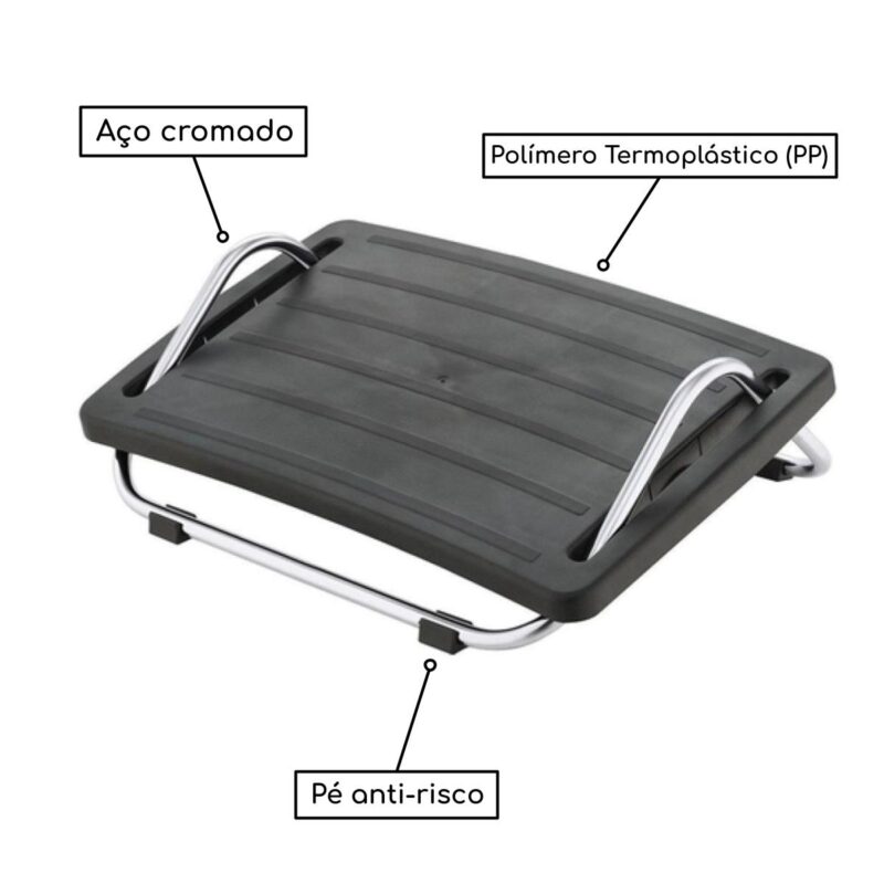 Apoio para os Pés Ajustável Cromado71003 MÓVEIS JINFLEX Apoio de Pés 3