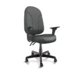 Cadeira Presidente PLUS BACK SYSTEM Baixa Costurada c/ Braços Reguláveis – Corino Preto 32974 MÓVEIS JINFLEX Presidente 8