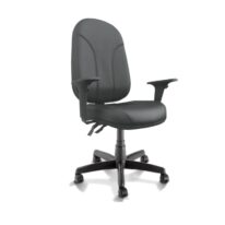 Cadeira Presidente PLUS BACK SYSTEM Baixa Costurada c/ Braços Reguláveis – Corino Preto 32974 MÓVEIS JINFLEX Presidente