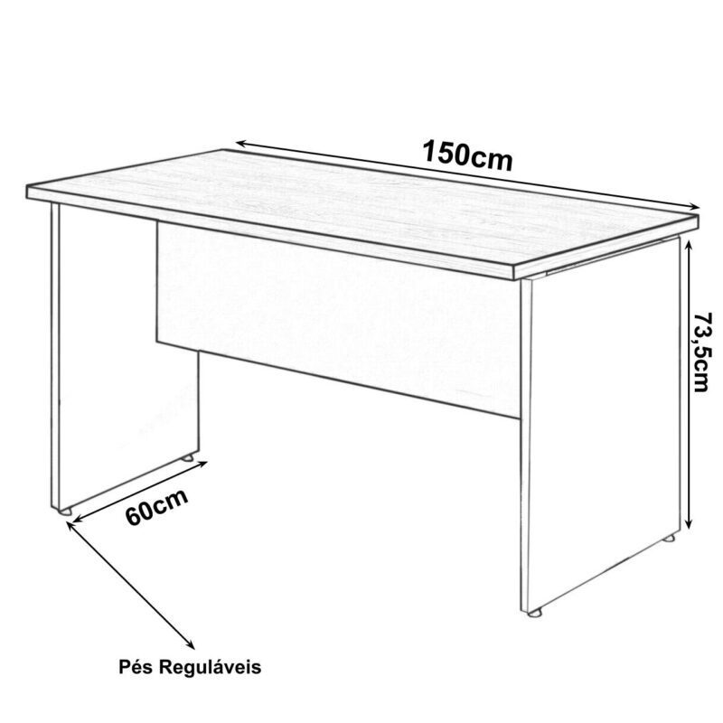 Mesa Escritório 1,50×0,60m – C/ 02 Gavetas MARSALA / PRETO – 23473 MÓVEIS JINFLEX Linha 30 mm 3