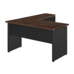 Mesa em “L” (Mesa 1,50m + Mesa Auxiliar) – S/ GAVETAS MARSALA / PRETO – 23476 MÓVEIS JINFLEX Linha 30 mm 7