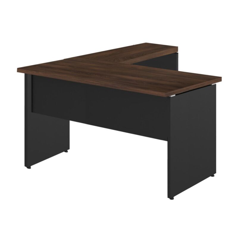 Mesa em “L” (Mesa 1,50m + Mesa Auxiliar) – S/ GAVETAS MARSALA / PRETO – 23476 MÓVEIS JINFLEX Linha 30 mm 2