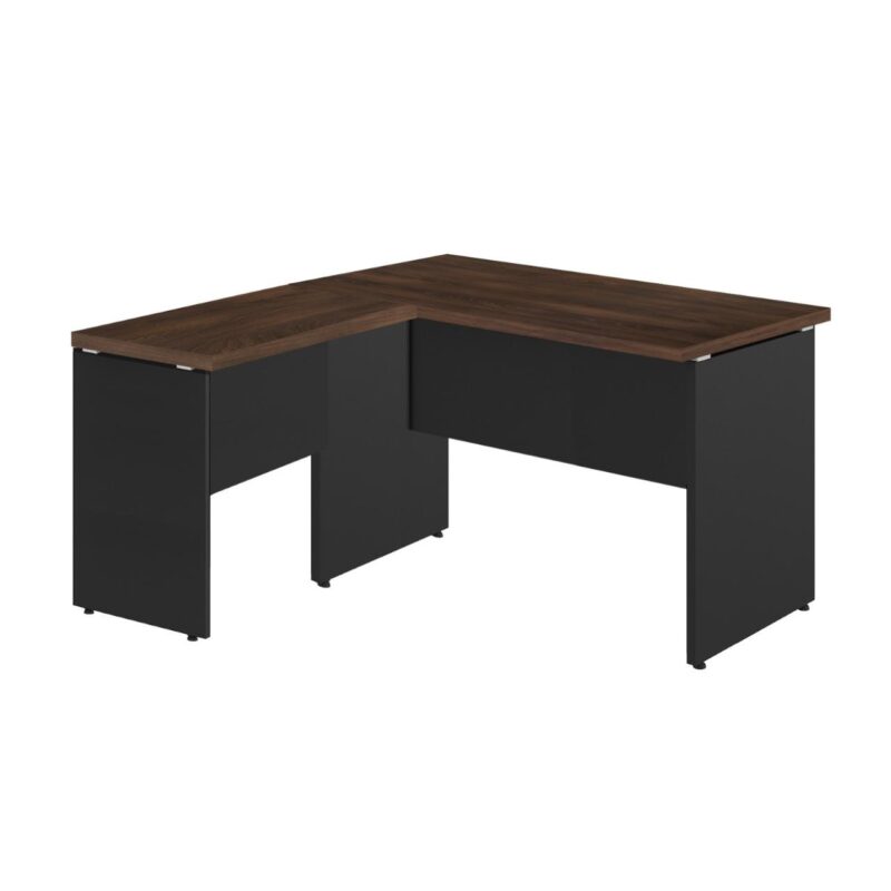 Mesa em “L” (Mesa 1,50m + Mesa Auxiliar) – S/ GAVETAS MARSALA / PRETO – 23476 MÓVEIS JINFLEX Linha 30 mm 3