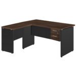 Mesa em “L” (Mesa 1,70m + Mesa Auxiliar) c/ 02 Gavetas – – Marsala / Preto – 23479 MÓVEIS JINFLEX Linha 30 mm 9