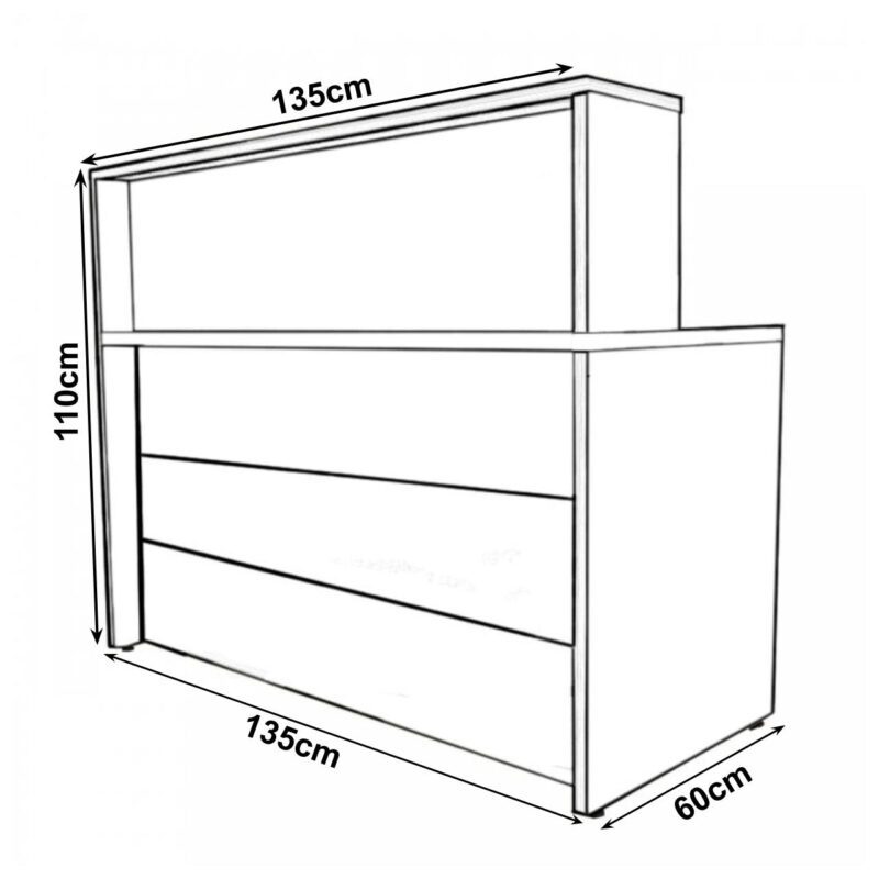 Balcão de Atendimento 1.35×1,13×0,60m – C/ Gavetas MARSALA/PRETO – 63084 MÓVEIS JINFLEX Linha 30 mm 4