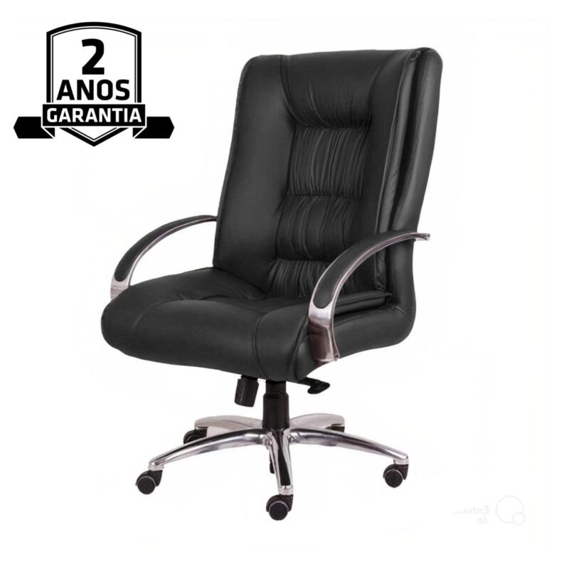 Cadeira Presidente ULTRA Giratória Cromada – ENJOY – Cor Preto – 32961 MÓVEIS JINFLEX Presidente 5