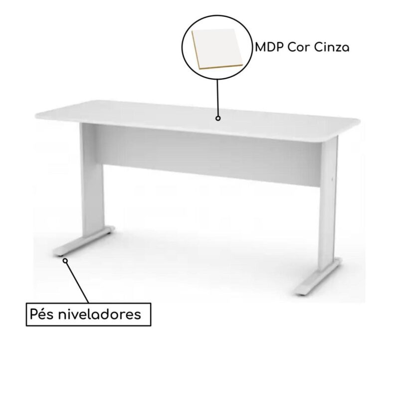 Mesa Escritório 1,20×0,60m – c/ Gavetas CINZA/CINZA – 43084 MÓVEIS JINFLEX JOB 15 mm 4