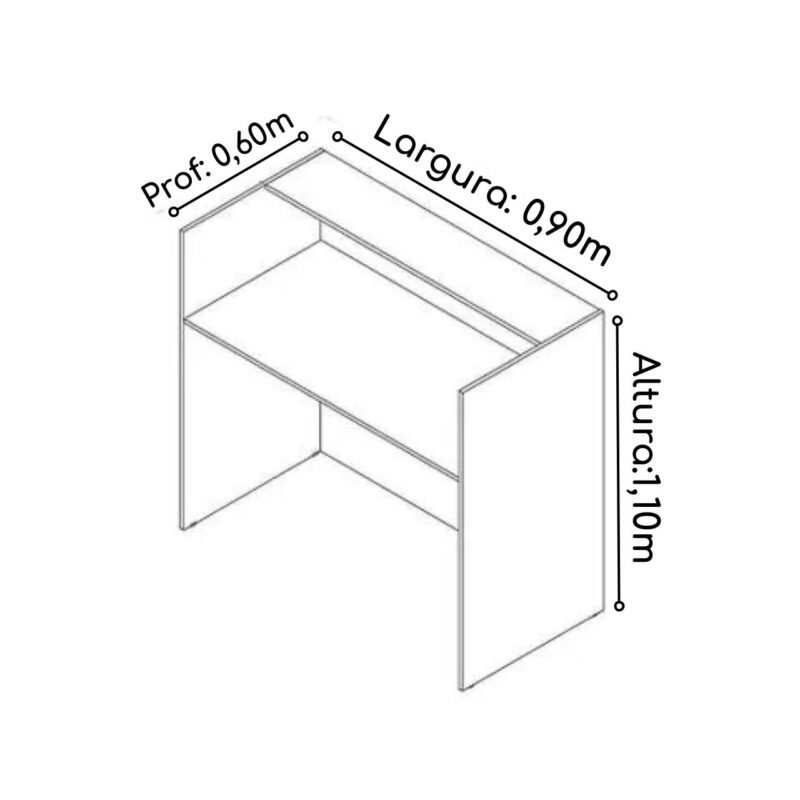 Balcão de Atendimento 0,90×0,60m – S/ Gavetas Cor Branco – 63095 MÓVEIS JINFLEX JOB 15 mm 4