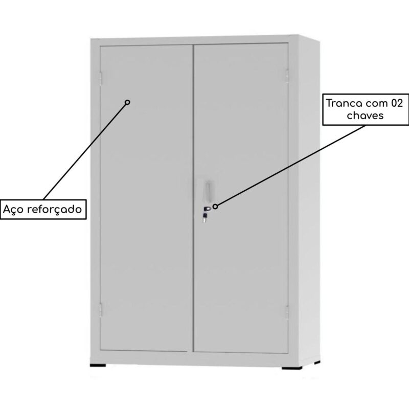 Armário de Aço com 02 Portas – PA 120 #22 (Reforçado) – NOBRE – 12105 MÓVEIS JINFLEX Armário de Aço 6