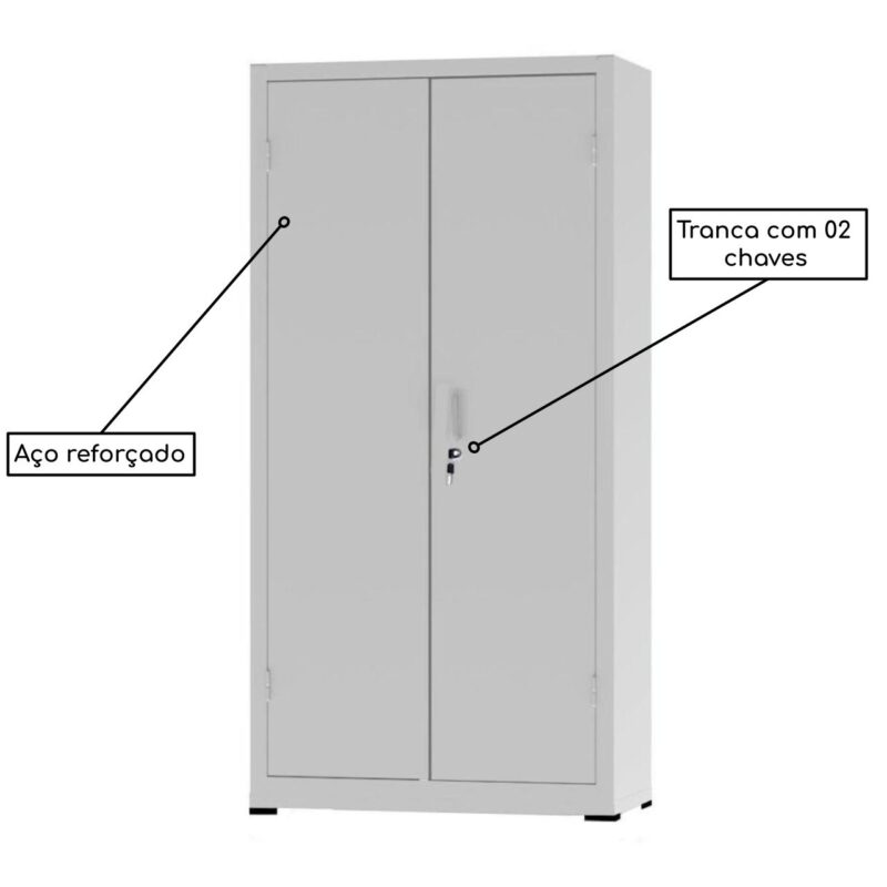 Armário de Aço PA 80 #26 1,98×0,80×0,40m – NOBRE – CZ/CZ – 12131 MÓVEIS JINFLEX Armário de Aço 3