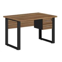 Mesa Escritório PÉ QUADRO – 1,20×0,60m – C/ Gavetas – NOGAL SEVILHA/PRETO – 24471 MÓVEIS JINFLEX Linha 40 mm