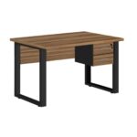 Mesa Escritório PÉ QUADRO 1,50×0,60m – C/ Gavetas – NOGAL SEVILHA/PRETO – 24473 MÓVEIS JINFLEX Linha 40 mm 7