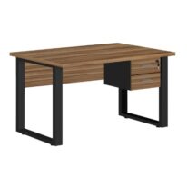 Mesa Escritório PÉ QUADRO 1,70×0,70m – C/ Gavetas – NOGAL SEVILHA/PRETO – 24475 MÓVEIS JINFLEX Linha 40 mm