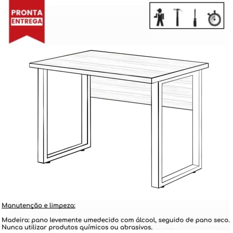 Mesa Escritório PÉ QUADRO – 1,20×0,60m – C/ Gavetas – MARSALA/PRETO – 25471 MÓVEIS JINFLEX Linha 30 mm 3