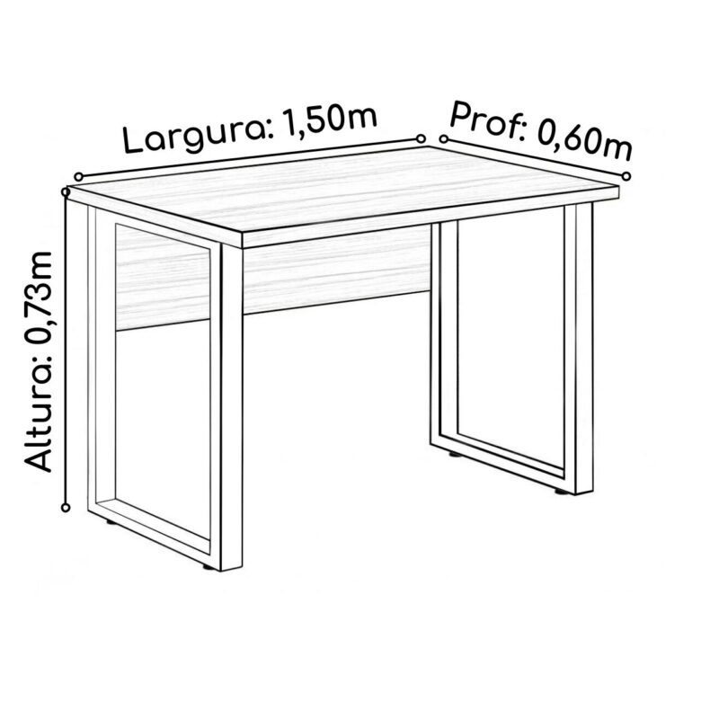 Mesa Escritório PÉ QUADRO 1,50×0,60m – C/ Gavetas – NOGAL SEVILHA/PRETO – 24473 MÓVEIS JINFLEX Linha 40 mm 4