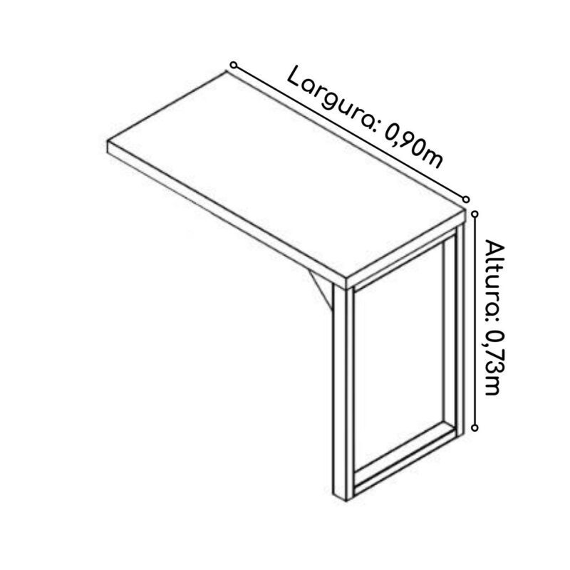 Mesa AUXILIAR SIMPLES PÉ QUADRO 0,90m NOGAL SEVILHA / PRETO – 24419 MÓVEIS JINFLEX Linha 40 mm 4