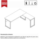 Mesa em L PÉ QUADRO (Mesa 1,70m + Mesa Auxiliar) – S/ Gavetas NOGAL SEVILHA/PRETO – 24478 MÓVEIS JINFLEX Linha 40 mm 7