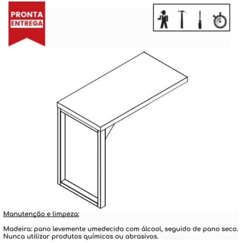 Mesa em L PÉ QUADRO (Mesa 1,70m + Mesa Auxiliar) – C/ Gavetas NOGAL SEVILHA/PRETO – 24479 MÓVEIS JINFLEX Linha 40 mm 4