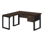 Mesa em L com PÉ QUADRO – (Mesa 1,70m + Mesa Auxiliar) – C/ Gavetas MARSALA/PRETO – 25479 MÓVEIS JINFLEX Linha 30 mm 8