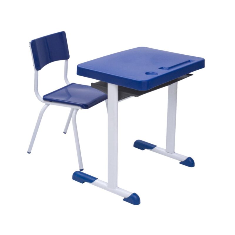 Kit Escolar Individual AZUL – (Mesa e Cadeira) – JUVENIL 06 a 09 Anos 40999 MÓVEIS JINFLEX Conjunto Escolar 3