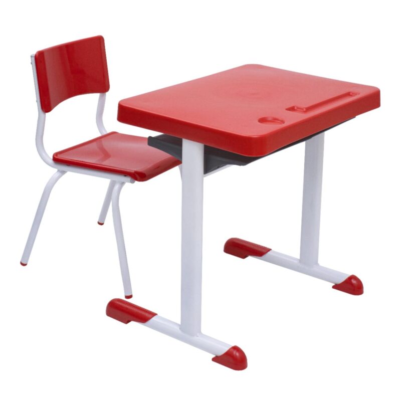 Kit Escolar Individual – (Mesa e Cadeira) – INFANTIL 03 a 06 Anos COR VERMELHO – 41090 MÓVEIS JINFLEX Conjunto Escolar 5