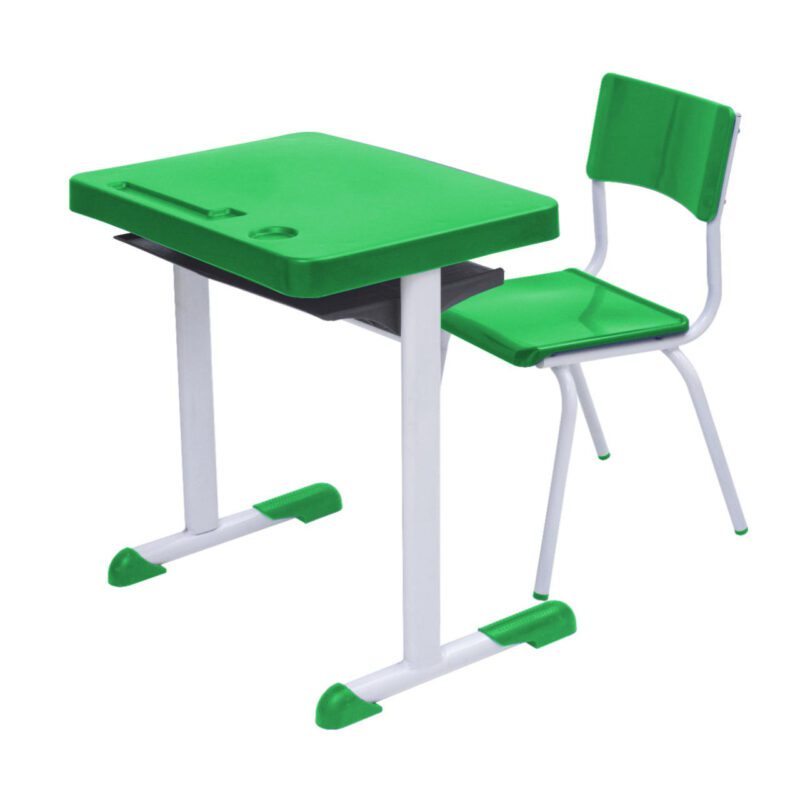 Kit Escolar Individual VERDE – (Mesa e Cadeira) – JUVENIL 06 a 09 Anos COR VERDE – 41084 MÓVEIS JINFLEX Conjunto Escolar 2