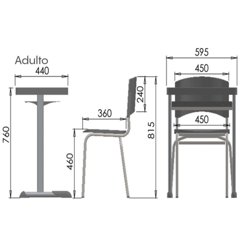 Kit Escolar Individual VERDE – (Mesa e Cadeira) – ADULTO – – COR VERDE – 40084 MÓVEIS JINFLEX Conjunto Escolar 5