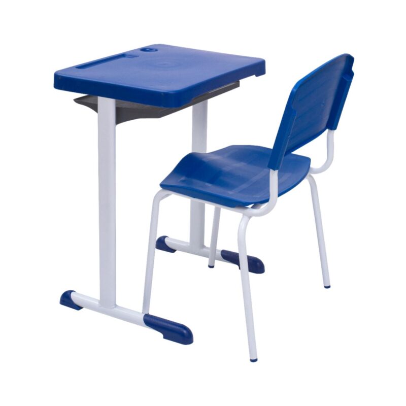 Kit Escolar Individual AZUL – (Mesa e Cadeira) – ADULTO – – COR AZUL – 40081 MÓVEIS JINFLEX Conjunto Escolar 5