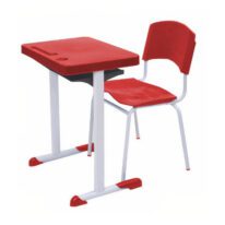 Kit Escolar Individual VERMELHO – (Mesa e Cadeira) – ADULTO – – COR VERMELHO – 40082 MÓVEIS JINFLEX Conjunto Escolar