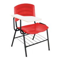 Cadeira Universitária Plástica com Prancheta MDF – COR VERMELHO 34017 MÓVEIS JINFLEX Carteira Escolar