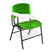 Cadeira Universitária Plástica com Prancheta MDF – COR VERDE 34018 MÓVEIS JINFLEX Carteira Escolar