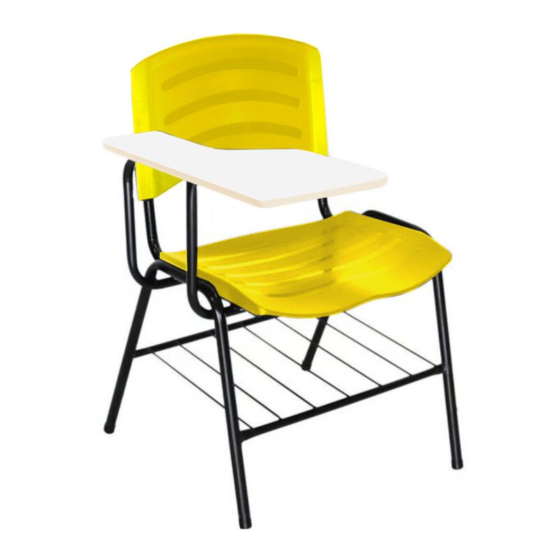 Cadeira Universitária Plástica com Prancheta MDF – COR AMARELO 34019 MÓVEIS JINFLEX Carteira Escolar 2