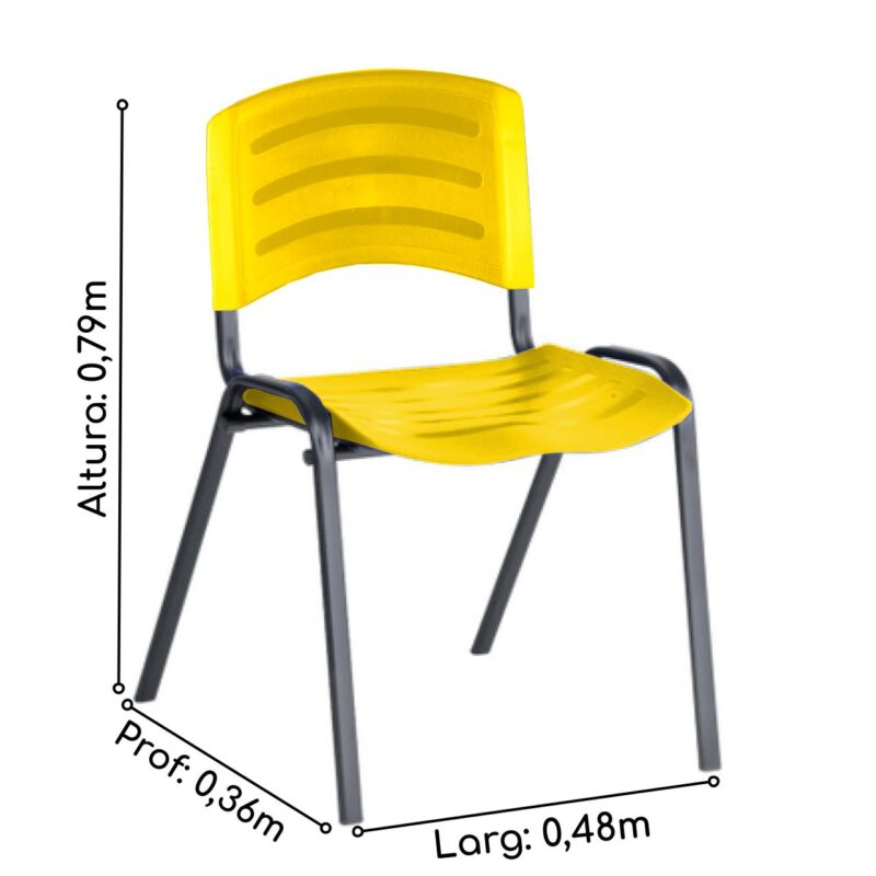 Cadeira Fixa Plástica 04 pés Cor Amarelo (Polipropileno) 31209 MÓVEIS JINFLEX Plástica 3