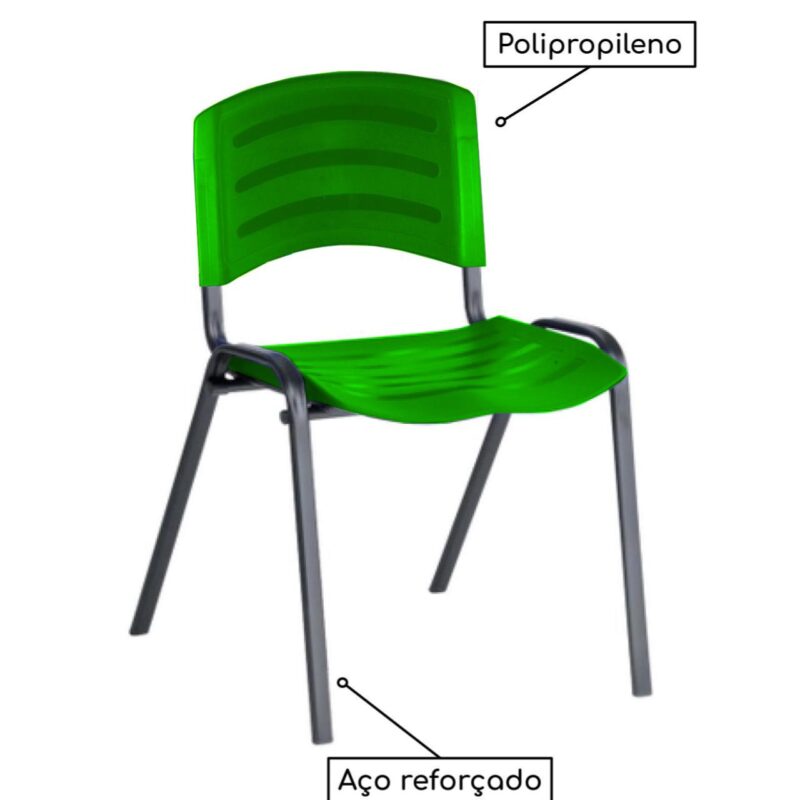 Cadeira Fixa Plástica 04 pés Cor Verde (Polipropileno) 31210 MÓVEIS JINFLEX Plástica 3