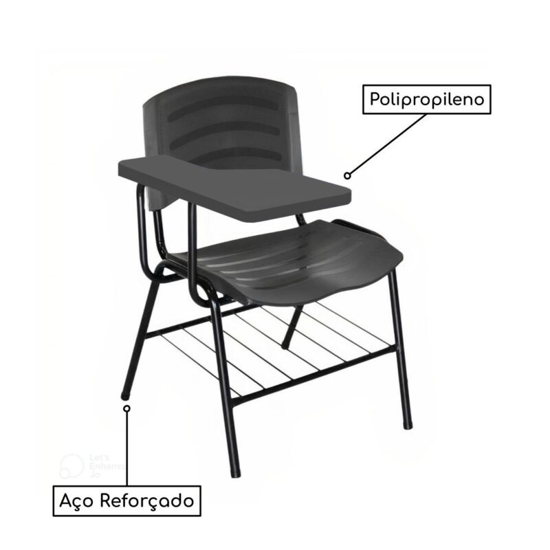 Cadeira Universitária Plástica Prancheta PLÁSTICA – COR PRETO 34020 MÓVEIS JINFLEX Carteira Escolar 4