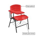 Cadeira Universitária Plástica com Prancheta PLÁSTICA – COR VERMELHO 34022 MÓVEIS JINFLEX Carteira Escolar 8