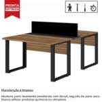 Mesa Estação de Trabalho Dupla 1,50×1,35m 02 Lugares s/ Gavetas c/ ponto de tomada PÉ QUADRO – Cor Nogal Sevilha – 63098 MÓVEIS JINFLEX Linha 40 mm 7